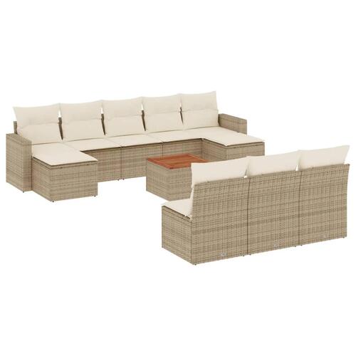 Sofasæt til haven 11 dele med hynder polyrattan beige