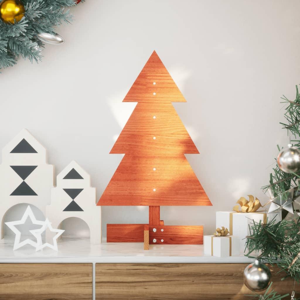 Dekorativt juletræ 60 cm massivt fyrretræ gyldenbrun