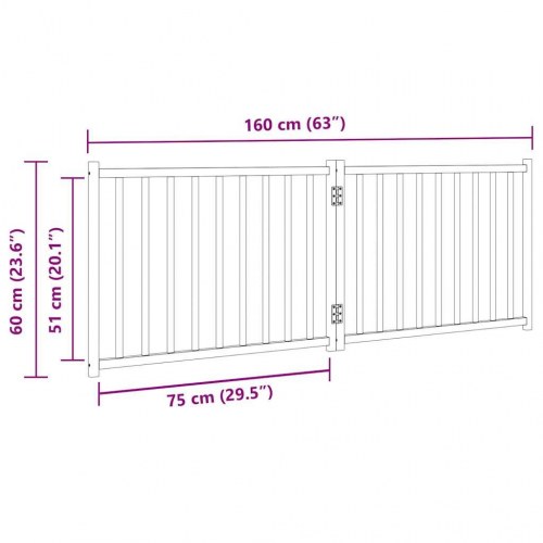 Hundelåge med 2 paneler - foldbar i massivt gran, sort, 150 cm