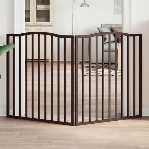 Hundelåge 2 paneler 160 cm foldbar poppeltræ brun egetræ