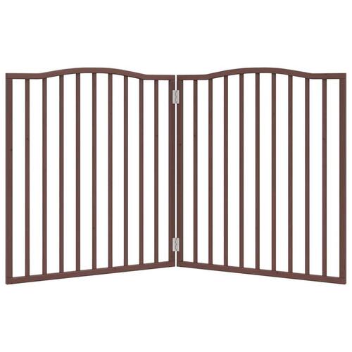 Hundelåge 2 paneler 160 cm foldbar poppeltræ brun egetræ