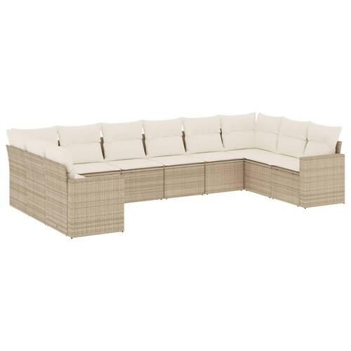 Sofasæt til haven 10 dele med hynder polyrattan beige