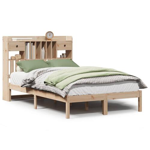Seng med reol uden madras 120x190 cm massivt fyrretræ