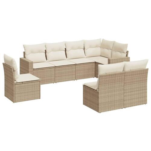 Sofasæt til haven 8 dele med hynder polyrattan beige