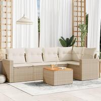 Sofasæt til haven 6 dele med hynder polyrattan beige