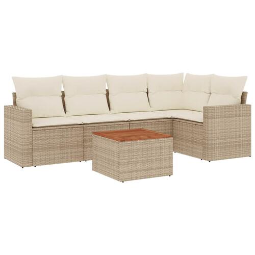 Sofasæt til haven 6 dele med hynder polyrattan beige