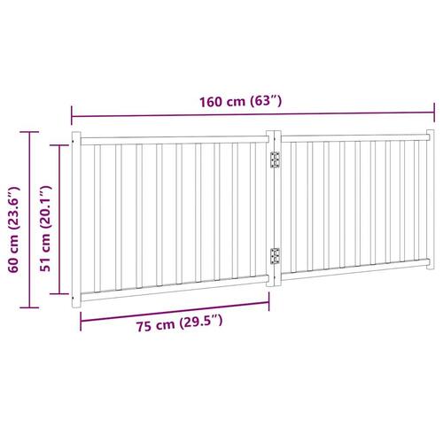 Hundelåge 2 paneler 150 cm foldbar massivt gran hvid