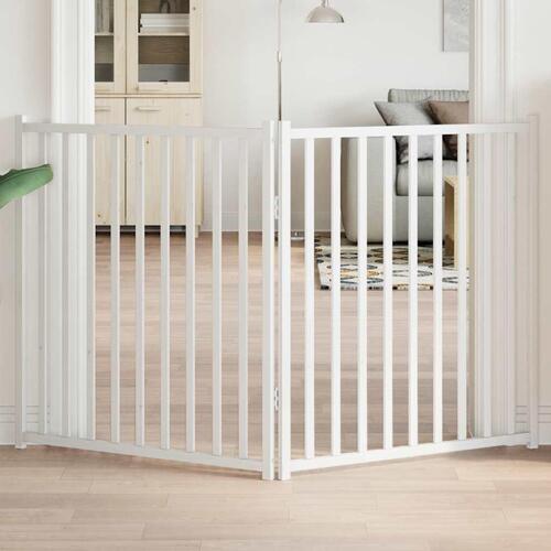 Hundelåge 2 paneler 150 cm foldbar massivt gran hvid