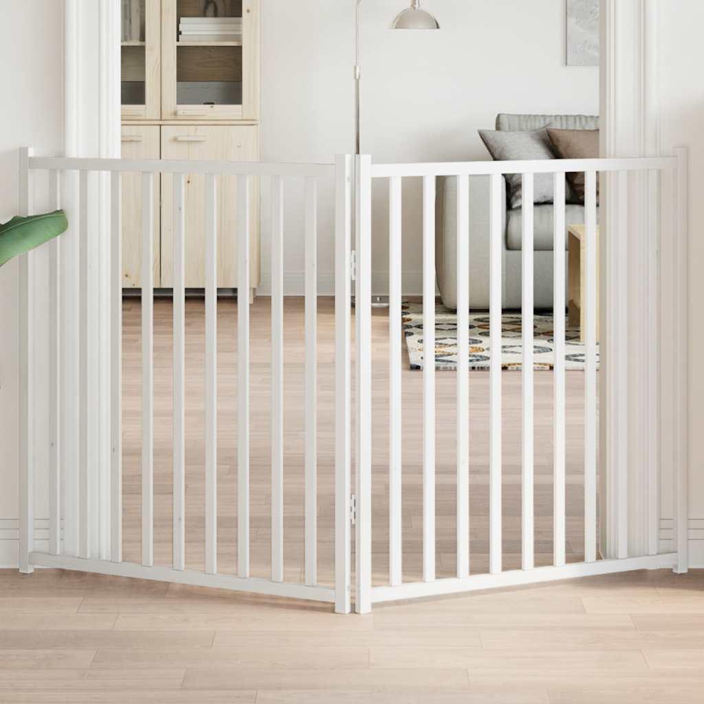 Hundelåge 2 paneler 150 cm foldbar massivt gran hvid