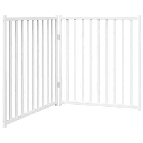 Hundelåge 2 paneler 150 cm foldbar massivt gran hvid