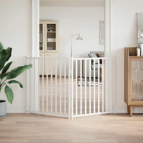 Hundelåge 2 paneler 150 cm foldbar massivt gran hvid