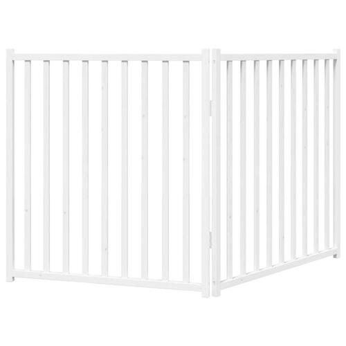 Hundelåge 2 paneler 150 cm foldbar massivt gran hvid