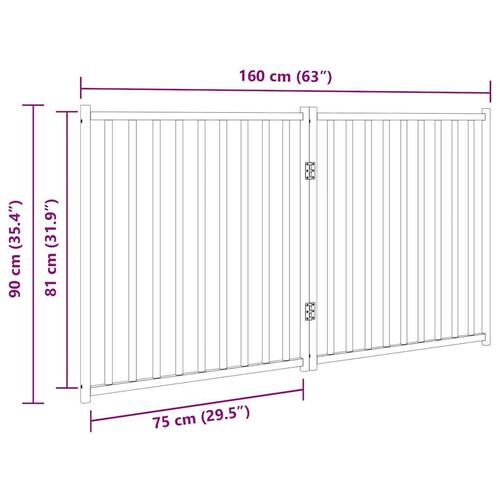Hundelåge 2 paneler 150 cm foldbar massivt gran hvid