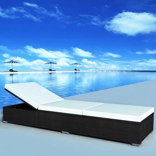 Solseng med hynde polyrattan sort