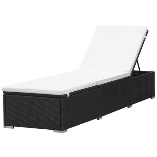Solseng med hynde polyrattan sort