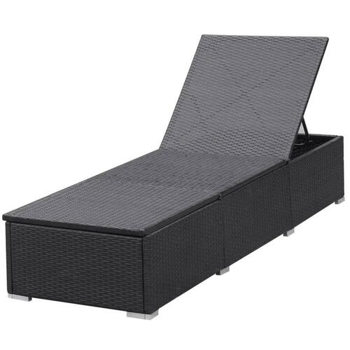 Solseng med hynde polyrattan sort