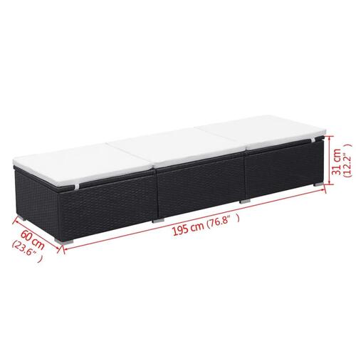 Solseng med hynde polyrattan sort