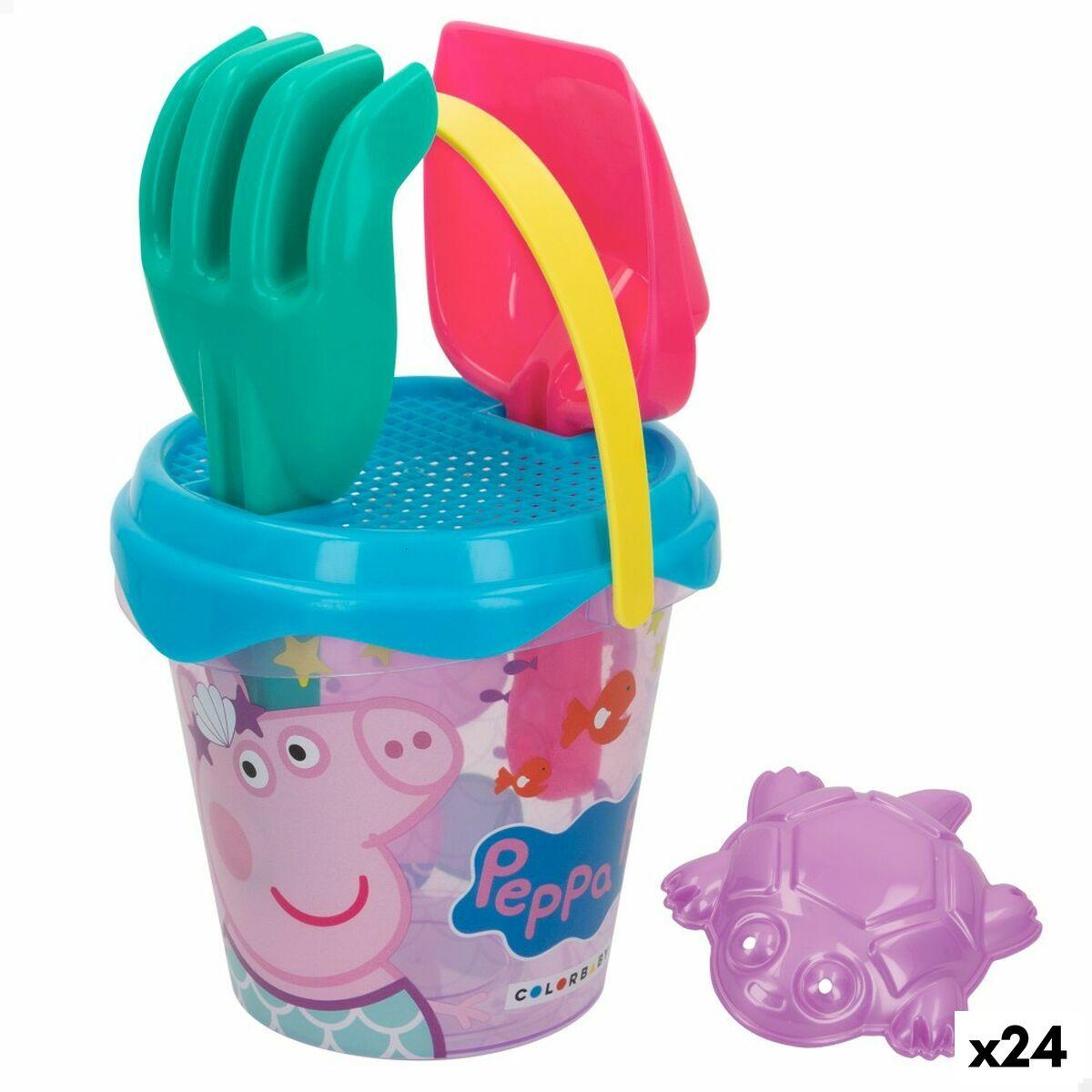 Peppa Pig strandsæt - spand og tilbehør 14 × 12,5 × 14 cm (24 enheder)