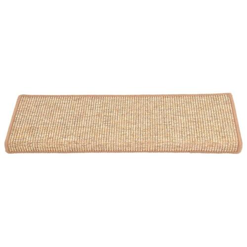 Selvklæbende trappetrinsmåtter 15 stk. 65x21x4 cm lysebrun