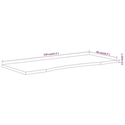 Skrivebordsplade 120x50x2,5 cm rektangulær massivt akacietræ
