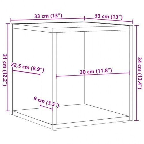 Sidebord/hjørneskab 33×33×34 cm i konstrueret træ - kunsteg