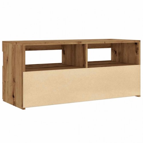 Tv-bord med LED-lys - 90×35×40 cm - konstrueret træ i kunsteg