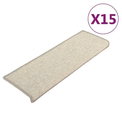 Selvklæbende trappetrinsmåtter 15 stk. 65x21x4 cm sølvfarvet