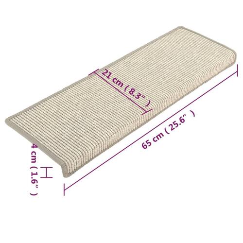 Selvklæbende trappetrinsmåtter 15 stk. 65x21x4 cm sølvfarvet