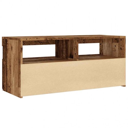Tv-bord med LED-lys - 90×35×40 cm - konstrueret træ, antikt træ