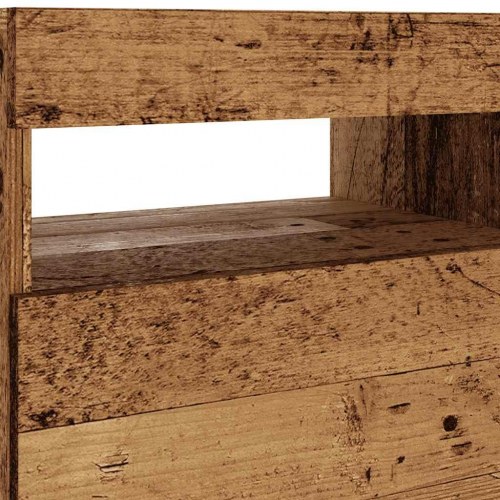 Tv-bord med LED-lys - 90×35×40 cm - konstrueret træ, antikt træ