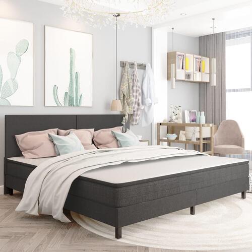 Seng med madras 200x200 cm stof mørkegrå