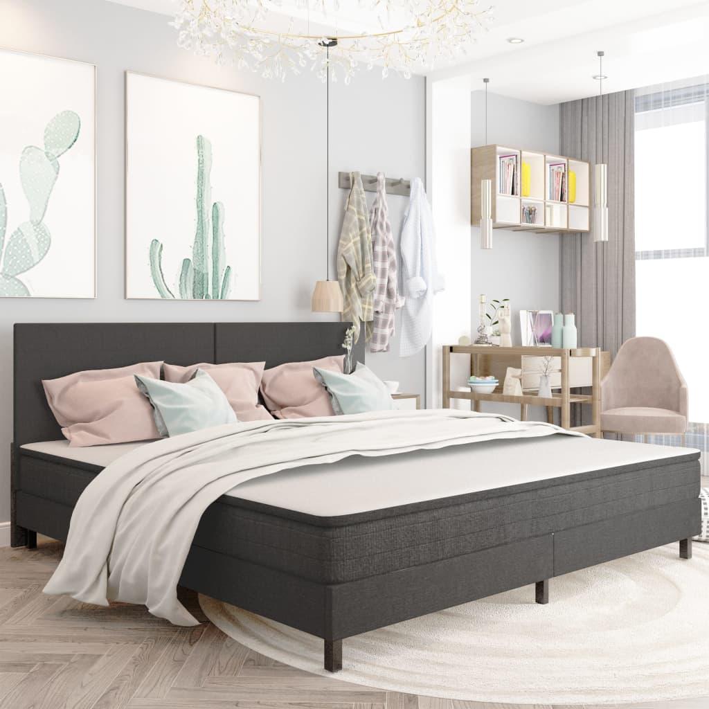 Seng med madras 200x200 cm stof mørkegrå