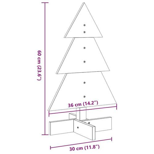 Dekorativt juletræ til pynt 60 cm massivt fyrretræ hvid