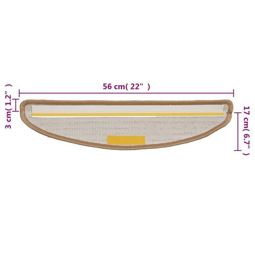 Trappemåtter 10 stk. 56x17x3 cm beige