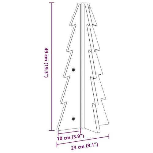 Dekorativt juletræ til pynt 49 cm massivt fyrretræ hvid