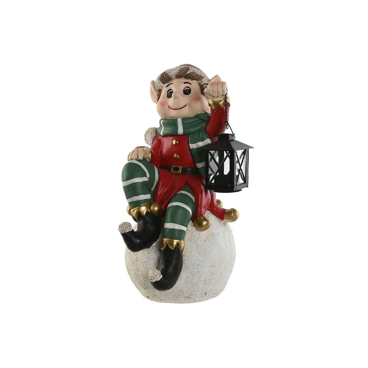 Juledekoration - Alf med LED-lys, hvid/sort/rød/grøn, 26 × 26 × 42 cm