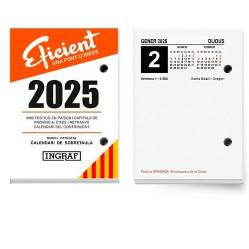 Skrivebordskalender Ingraf 8,2 x 11,6 cm 2025 Catalansk