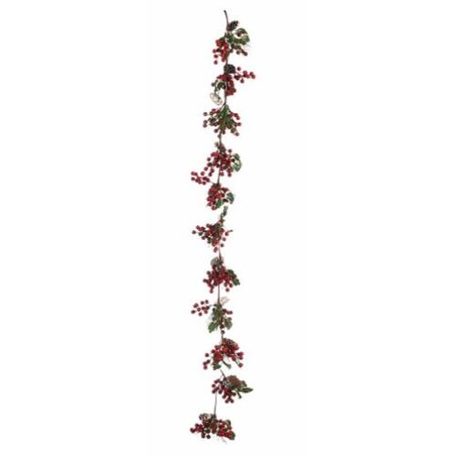 Juleguirlande Gren Røde Frugter Grøn Plastik 15 x 7,5 x 156 cm (6 enheder)