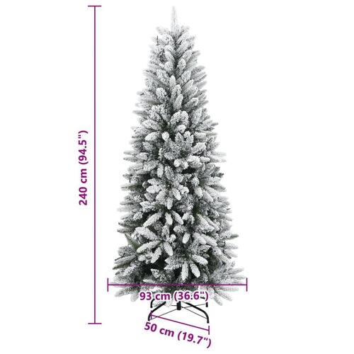 Kunstigt juletræ med 300 LED'er og sne 240 cm