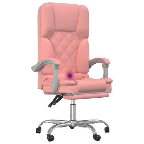Kontorstol med massagefunktion kunstlæder lyserød