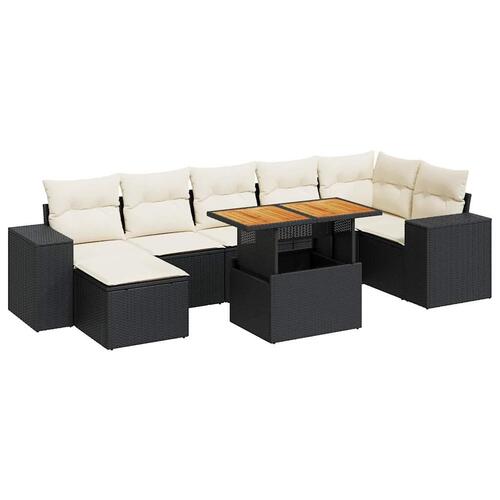 Sofasæt til haven 8 dele med hynder polyrattan sort