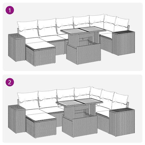 Sofasæt til haven 8 dele med hynder polyrattan sort