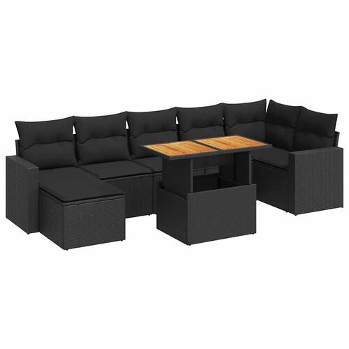Sofasæt til haven 8 dele med hynder polyrattan sort