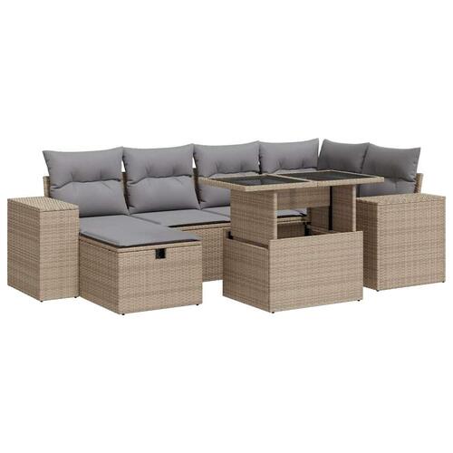 Sofasæt til haven 8 dele med hynder polyrattan beige