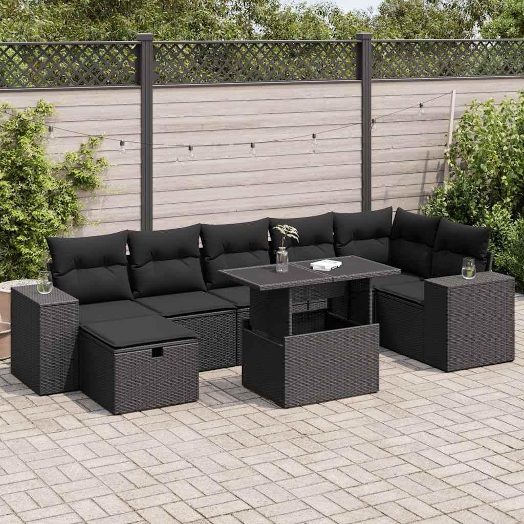 Sofasæt til haven 5 dele med hynder polyrattan sort