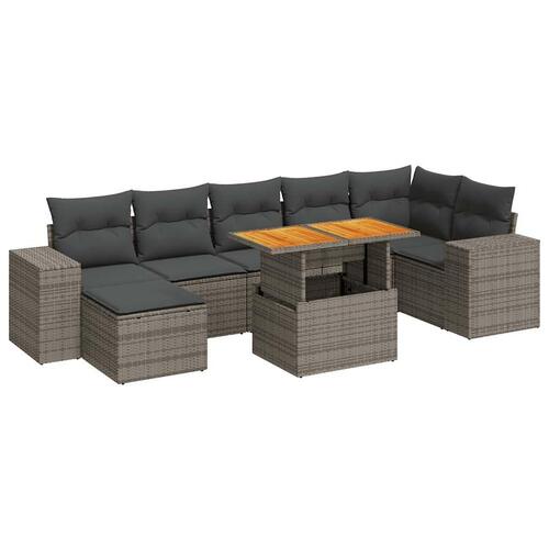 Sofasæt til haven 8 dele med hynder polyrattan grå