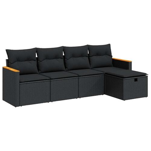 Sofasæt til haven 5 dele med hynder polyrattan sort