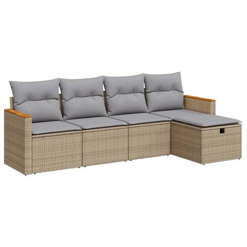 Sofasæt til haven 5 dele med hynder polyrattan beige