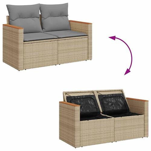Sofasæt til haven 5 dele med hynder polyrattan beige