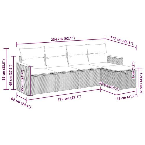 Sofasæt til haven 5 dele med hynder polyrattan beige